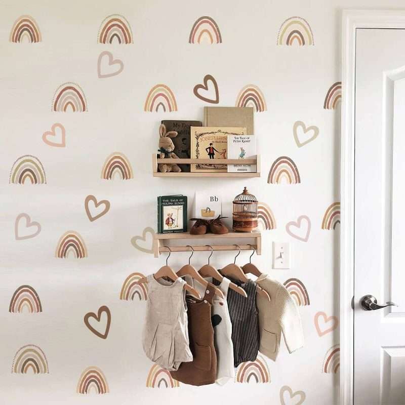 Boho Rainbow Heart Baby's Room Wall Decals