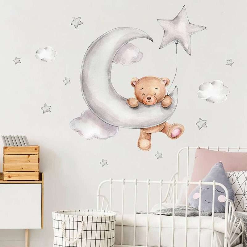 Care Bear Moon Clouds Stars Nursery Room Decals