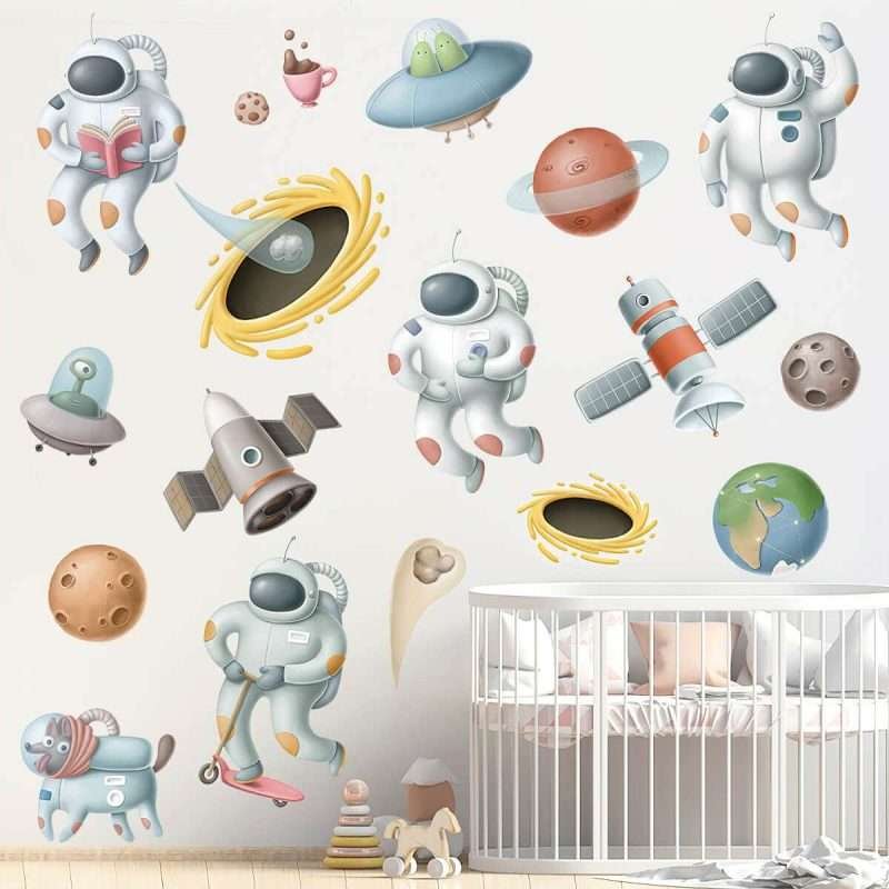 Cartoon Space Astronaut Nursery Decals Boy