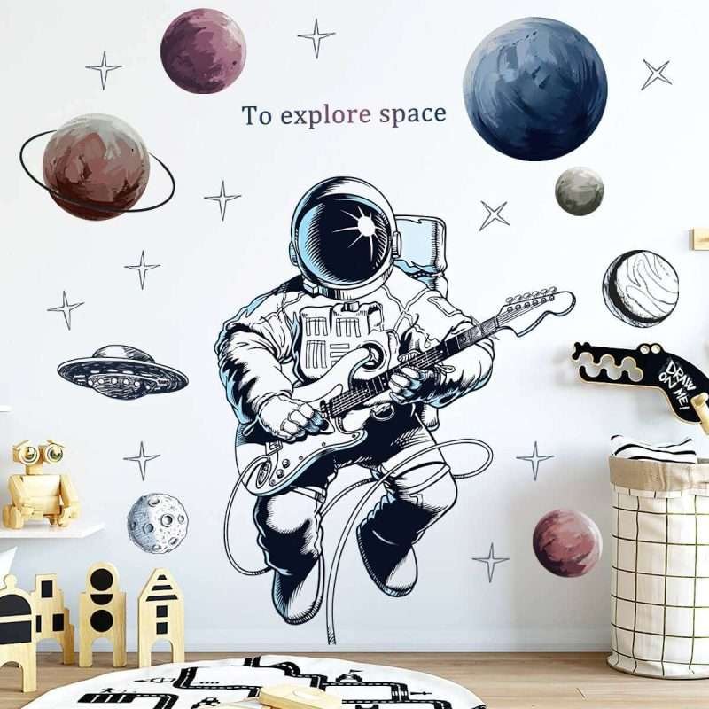 Cartoon Space Astronaut Nursery Decals Boy