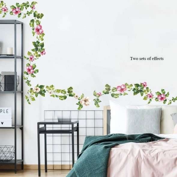 Green Leaf Flower Wall Frame Admire Stickers