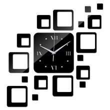 Decorative Mirror Wall Clock Acrylic Square Shape Decoration Wall Stickers