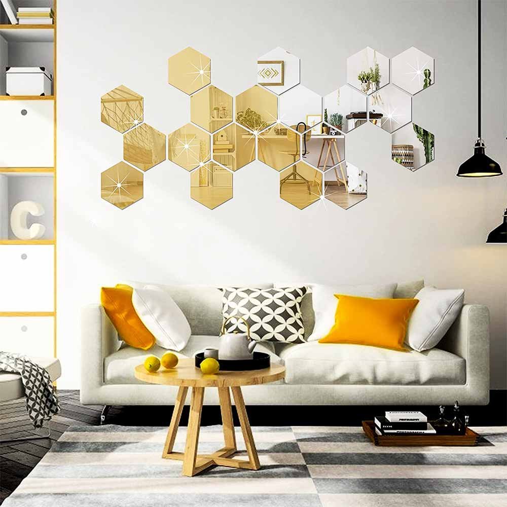 Hexagon Wall Stickers Removable Mirror Decals